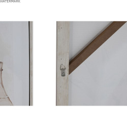 Cadre Home ESPRIT Beige Doré polystyrène Toile Vase Scandinave 82,5 x 3,5 x 82,5 cm (2 Unités)