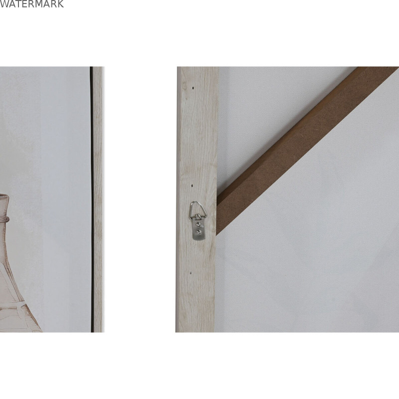 Cadre Home ESPRIT Beige Doré polystyrène Toile Vase Scandinave 82,5 x 3,5 x 82,5 cm (2 Unités)