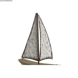 Figurine Décorative Home ESPRIT Blanc Naturel Voilier Finition vieillie 35,3 x 8 x 46,5 cm