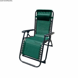 Marbueno Transat Pliant Acier avec Coussin Jardin et Piscine 90X66X108 cm Gravité Zéro Vert 10008