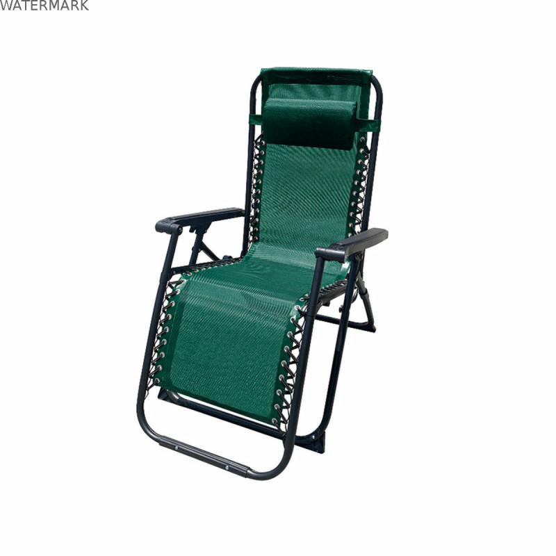 Marbueno Transat Pliant Acier avec Coussin Jardin et Piscine 90X66X108 cm Gravité Zéro Vert 10008