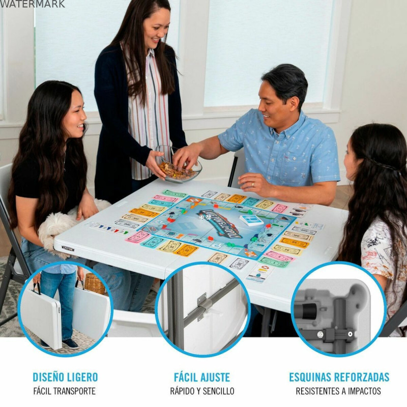 Table Piable Lifetime Blanc Carré Acier Plastique 94 x 94 x 74 cm
