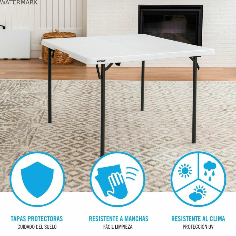 Table Piable Lifetime Blanc Carré Acier Plastique 94 x 94 x 74 cm