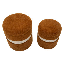 Moderne Poufs Saint-Moritz Marron – Duo Raffiné Ø40x47-32x38