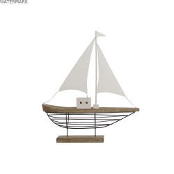 Figurine Décorative Home ESPRIT Blanc Naturel Voilier Marin Finition vieillie 54 x 15 x 61,5 cm