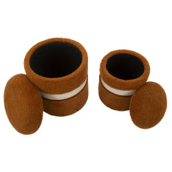 Moderne Poufs Saint-Moritz Marron – Duo Raffiné Ø40x47-32x38