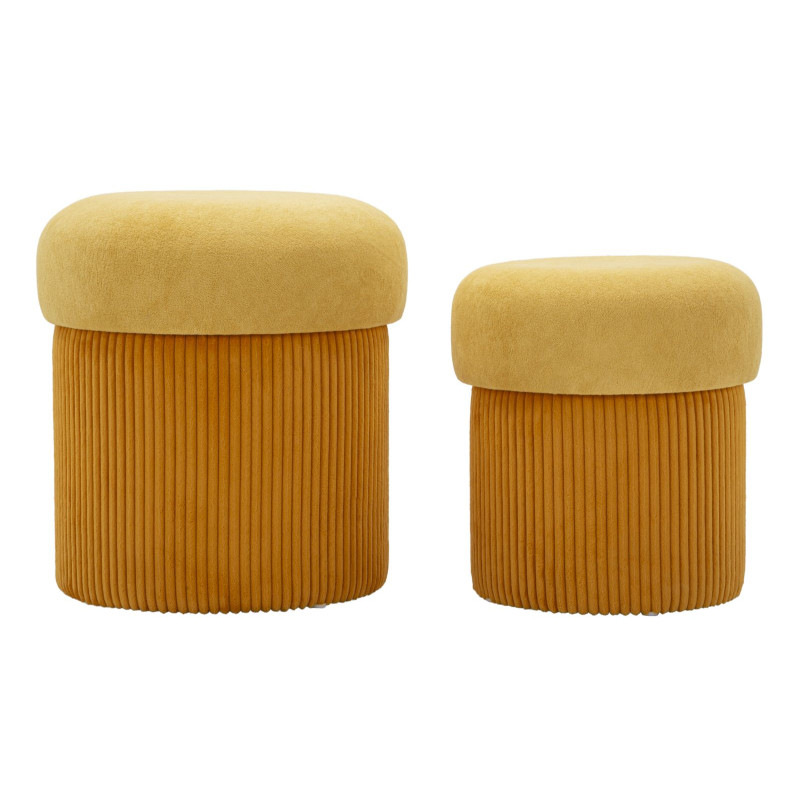 Moderne Poufs Aspen Moutarde – Duo Magique Ø42x44-35x37