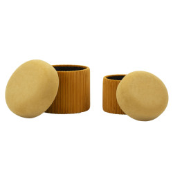 Moderne Poufs Aspen Moutarde – Duo Magique Ø42x44-35x37