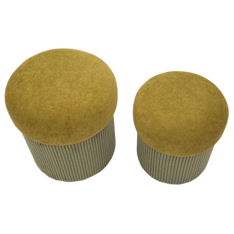 Moderne Poufs Aspen Vert – Duo Élégance Nature Ø42x44-35x37