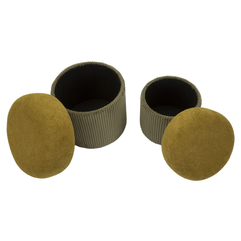 Moderne Poufs Aspen Vert – Duo Élégance Nature Ø42x44-35x37