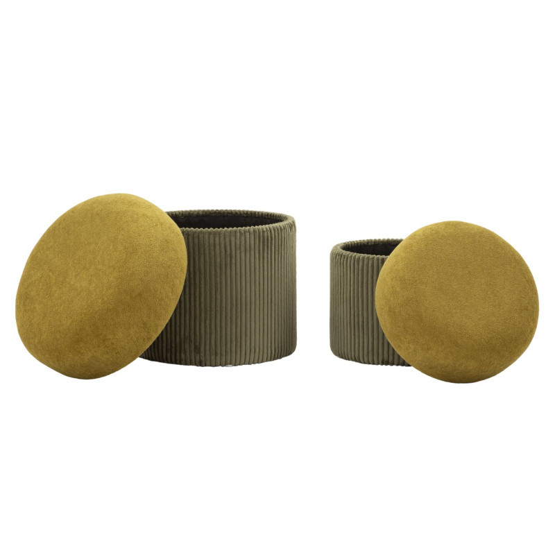 Moderne Poufs Aspen Vert – Duo Élégance Nature Ø42x44-35x37