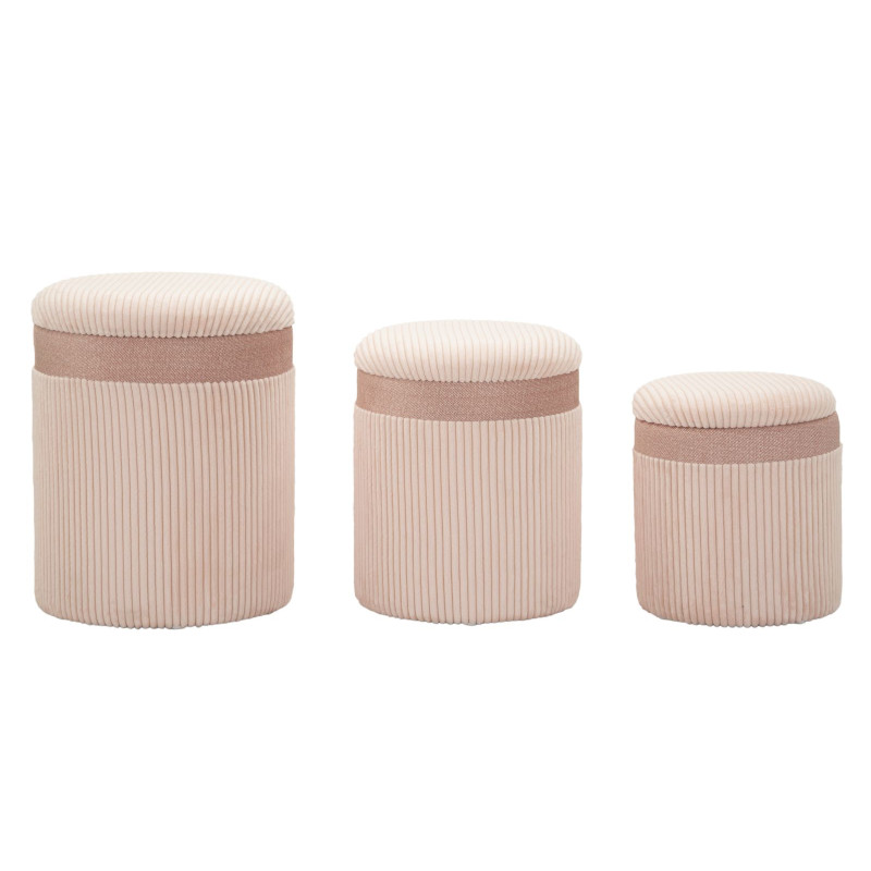 Moderne Poufs Rose Rideau – Triple Raffinement Ø40,5x49,5-35x42-31x38