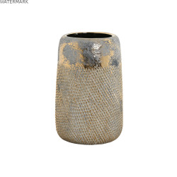 Vase Home ESPRIT Doré Bicolore Grès Moderne Finition vieillie 17 x 17 x 26 cm