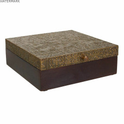 Boîte à bijoux Alexandra House Living Brun foncé Laiton Bois de manguier Bois MDF 20 x 7 x 20 cm