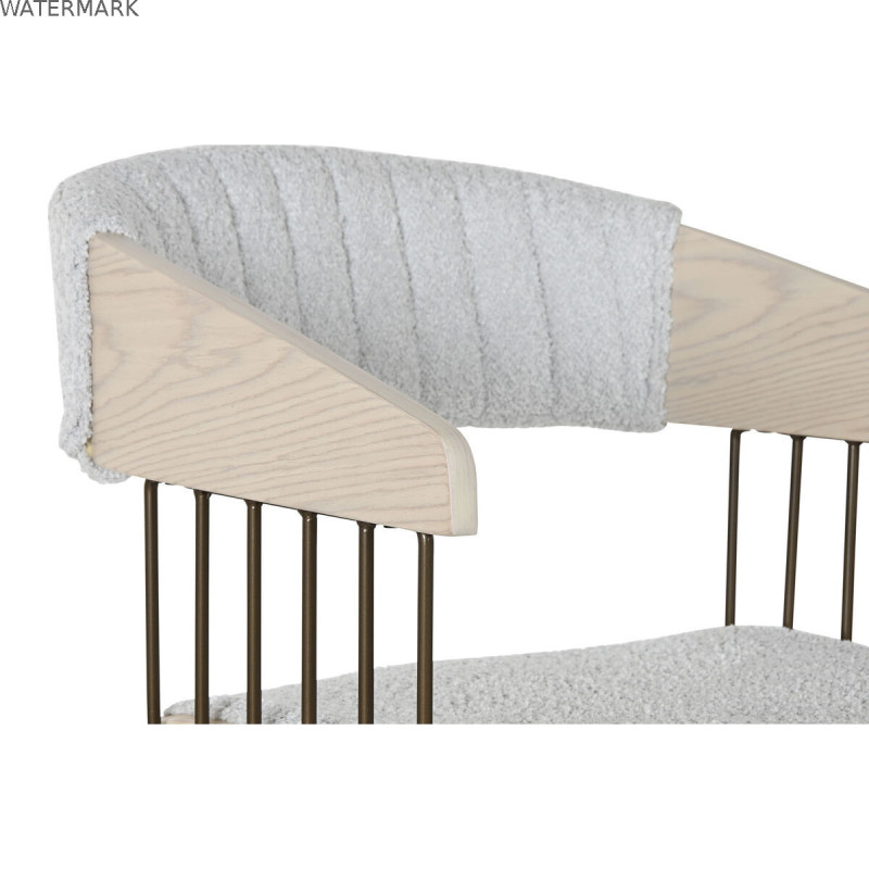 Chaise de Salle à Manger Home ESPRIT Gris Polyester Bois 51 x 55 x 76,5 cm