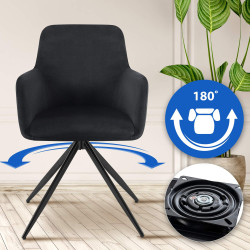 Chaise de salle à manger Olema en velours noir