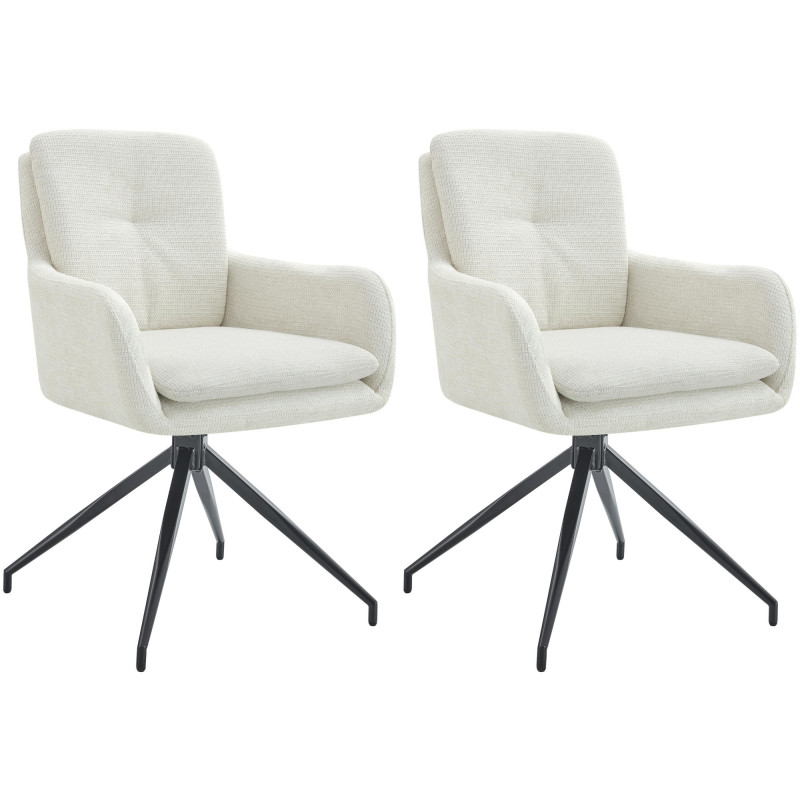 Lot de 2 chaises de salle à manger Pickett tissu crème