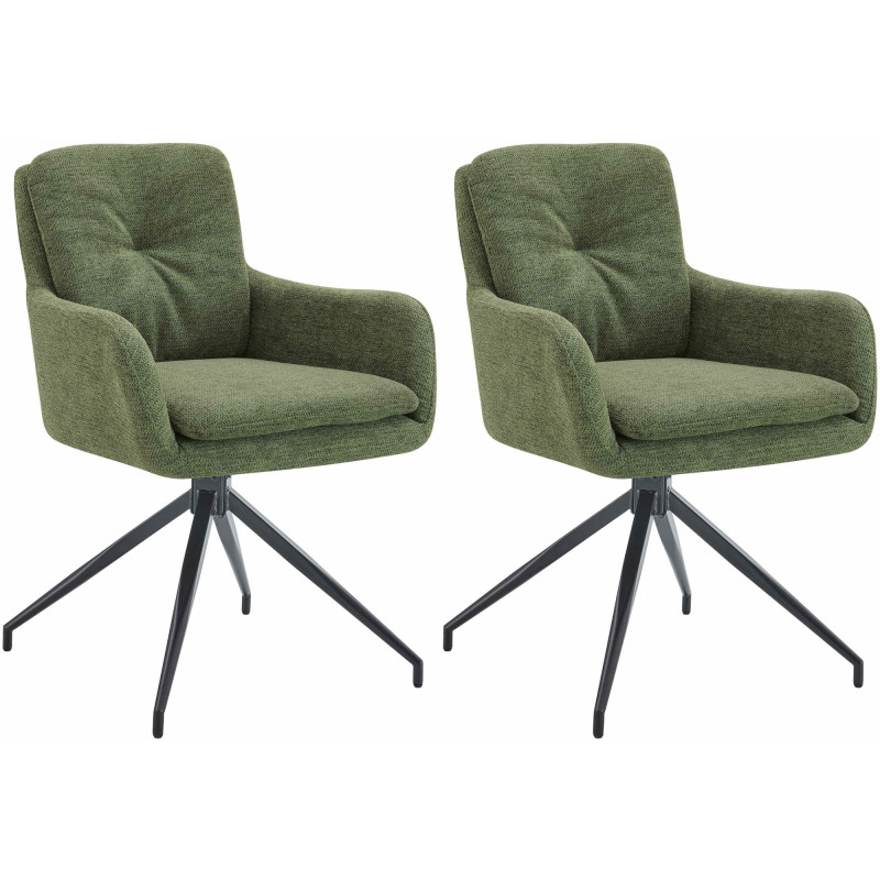 Lot de 2 chaises de salle à manger Pickett en tissu vert