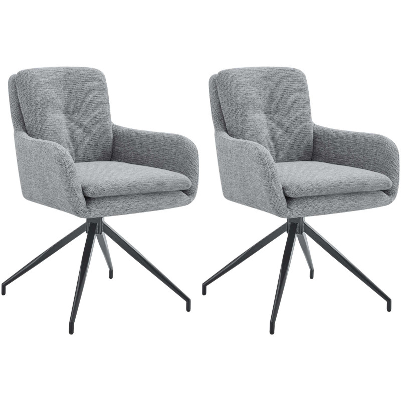 Lot de 2 chaises de salle à manger Pickett en tissu gris