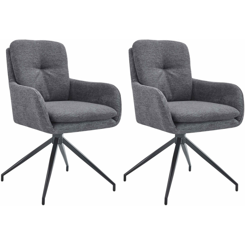 Lot de 2 chaises de salle à manger Pickett en tissu gris foncé
