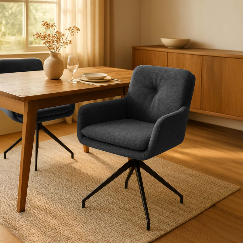 Lot de 2 chaises de salle à manger Pickett en tissu gris foncé