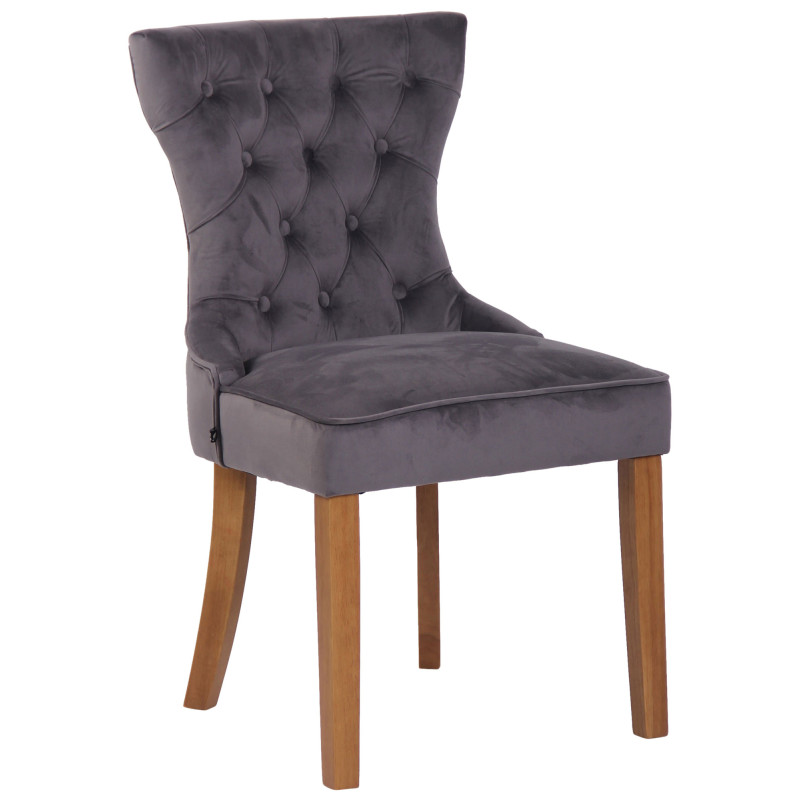 Lot de 4 chaises de salle à manger Franca en velours antique gris clair foncé