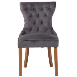 Lot de 4 chaises de salle à manger Franca en velours antique gris clair foncé