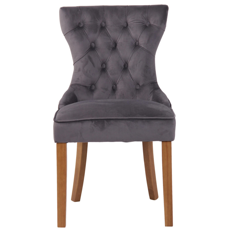 Lot de 4 chaises de salle à manger Franca en velours antique gris clair foncé