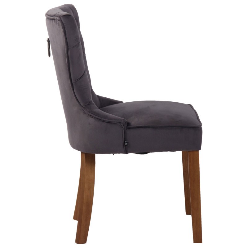 Lot de 4 chaises de salle à manger Franca en velours antique gris clair foncé