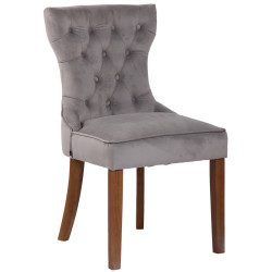 Lot de 4 chaises de salle à manger Franca en velours gris clair antique