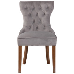 Lot de 4 chaises de salle à manger Franca en velours gris clair antique