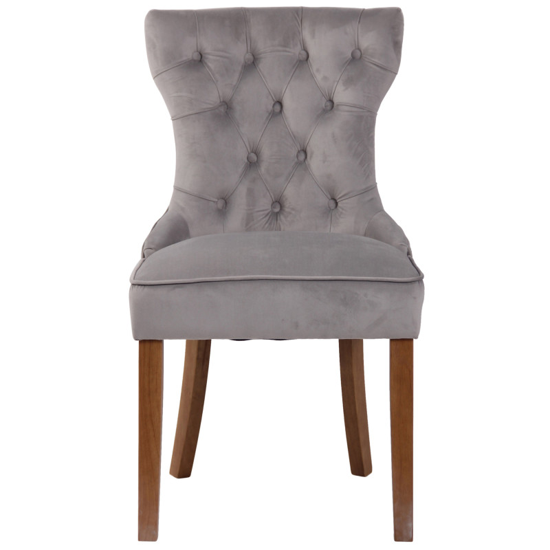 Lot de 4 chaises de salle à manger Franca en velours gris clair antique