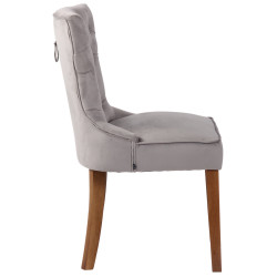Lot de 4 chaises de salle à manger Franca en velours gris clair antique