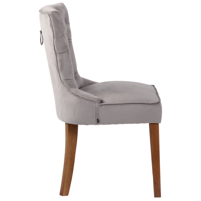 Lot de 4 chaises de salle à manger Franca en velours gris clair antique