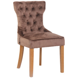 Lot de 4 chaises de salle à manger Franca en velours marron clair antique