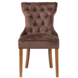 Lot de 4 chaises de salle à manger Franca en velours marron clair antique