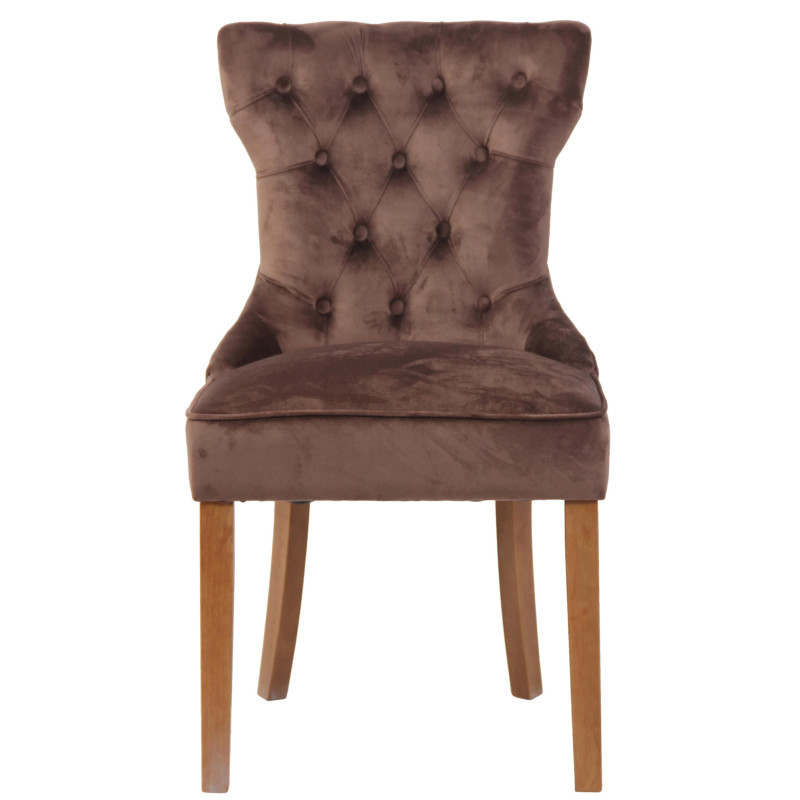 Lot de 4 chaises de salle à manger Franca en velours marron clair antique