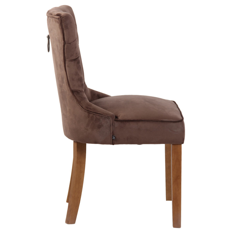 Lot de 4 chaises de salle à manger Franca en velours marron clair antique