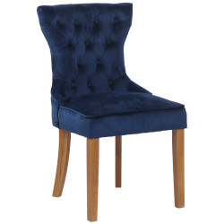 Lot de 4 chaises de salle à manger Franca en velours bleu clair antique