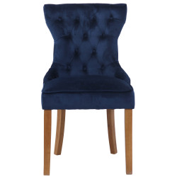 Lot de 4 chaises de salle à manger Franca en velours bleu clair antique