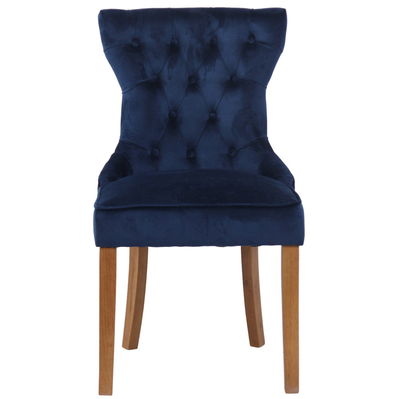 Lot de 4 chaises de salle à manger Franca en velours bleu clair antique