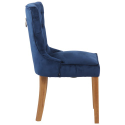 Lot de 4 chaises de salle à manger Franca en velours bleu clair antique