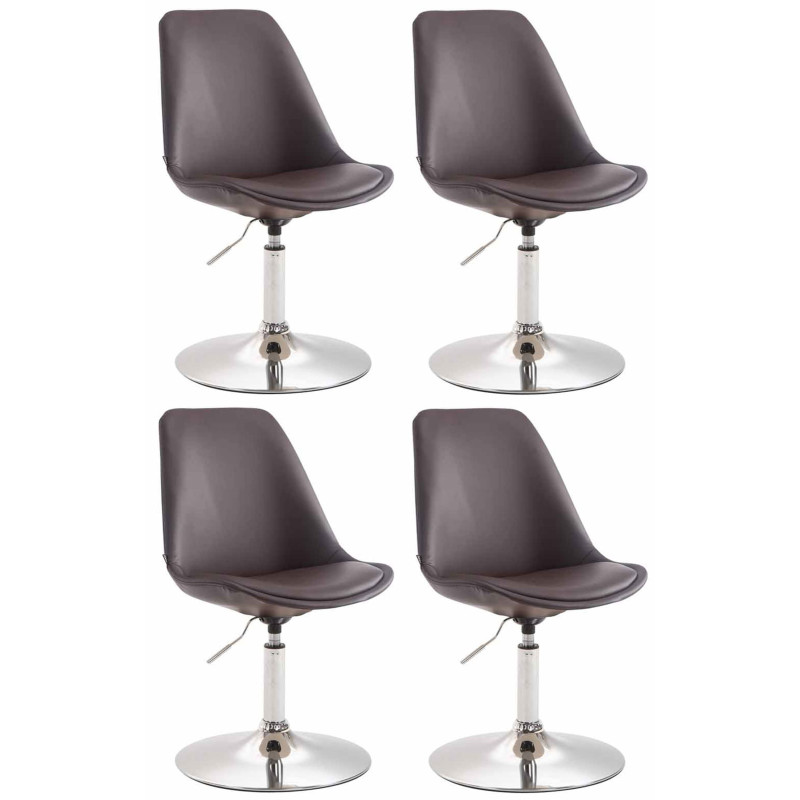 Lot de 4 chaises de salle à manger Maverick C en similicuir marron