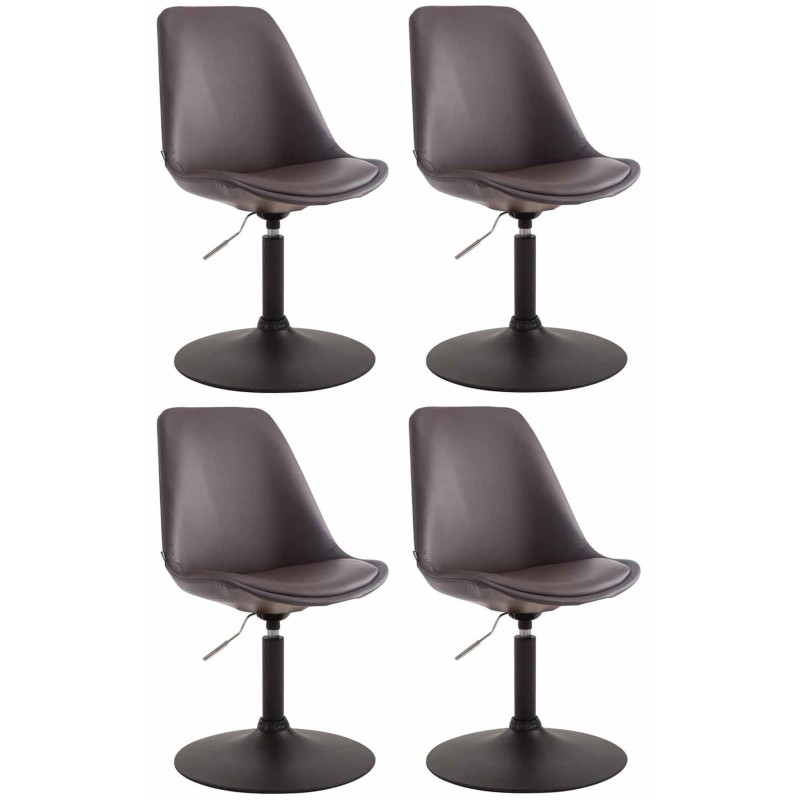Lot de 4 chaises de salle à manger Maverick B similicuir marron