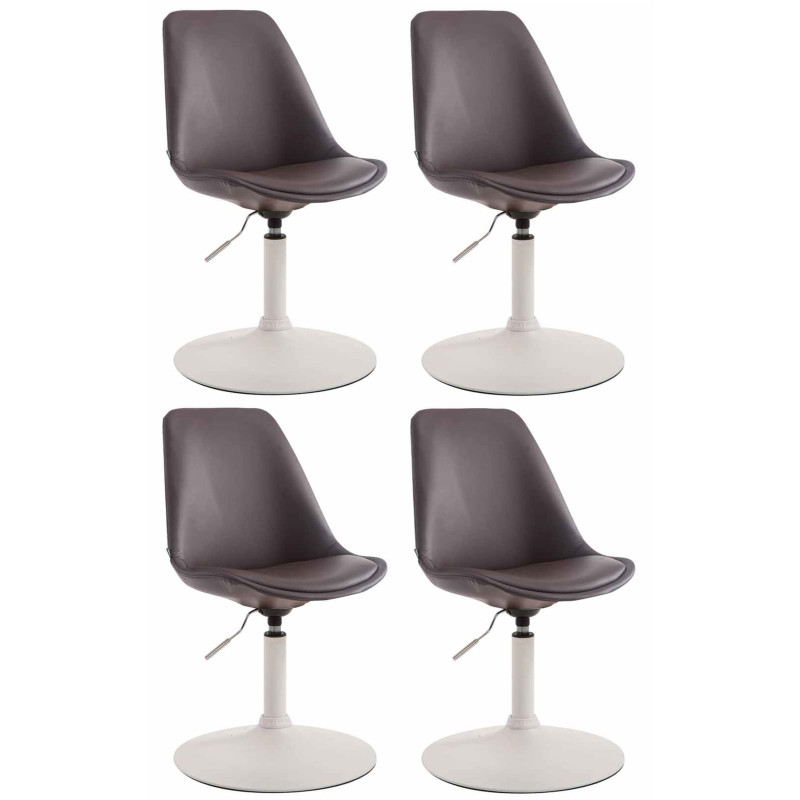 Lot de 4 chaises de salle à manger Maverick W similicuir marron