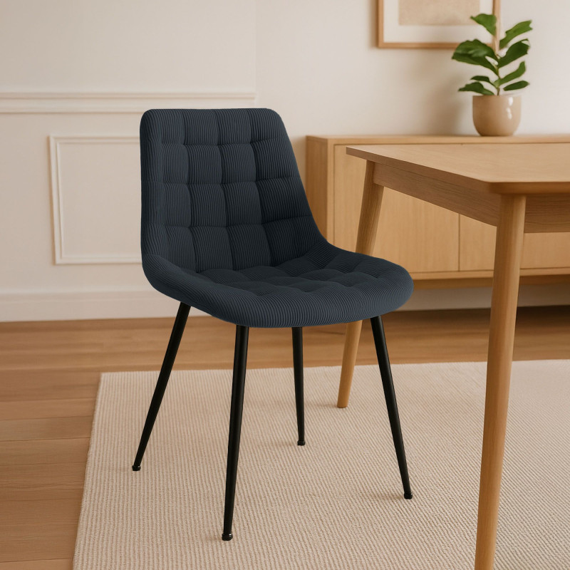 Chaise de salle à manger Sardna Cord noir
