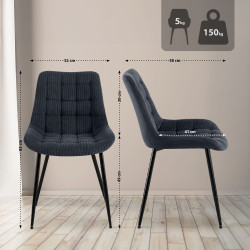 Chaise de salle à manger Sardna Cord noir