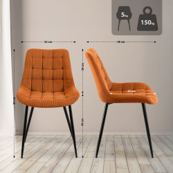 Chaise de salle à manger Sardna Cord orange
