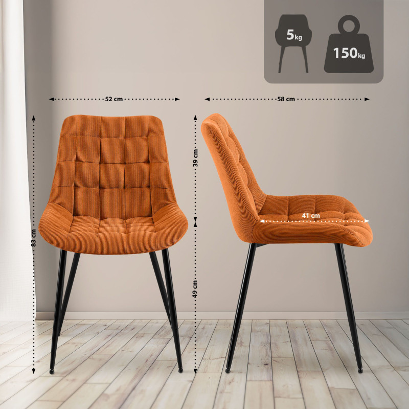 Chaise de salle à manger Sardna Cord orange