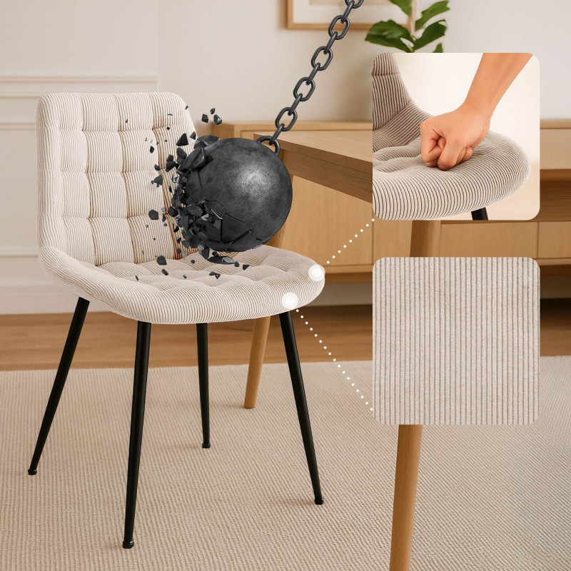 Chaise de salle à manger Sardna Cord crème